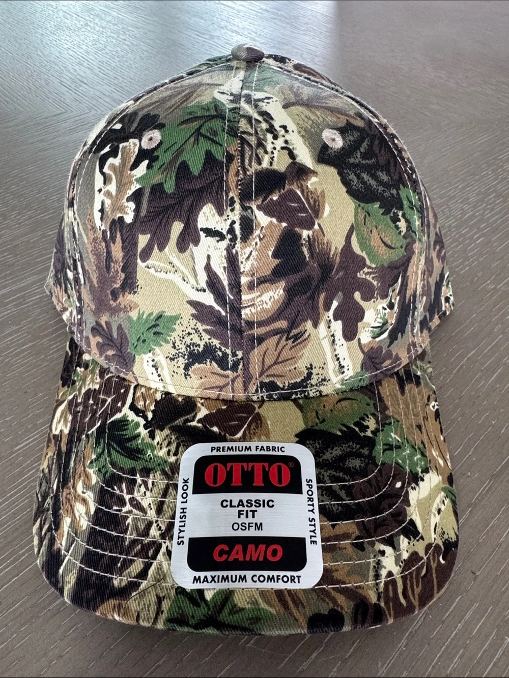 New OTTO Camo Pattern Relaxed Fit Baseball Cap in Green and Brown